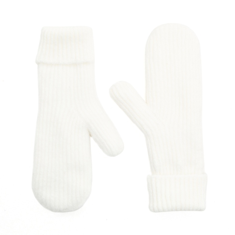 Rib-knit mittens "Fay Thumb" Off white